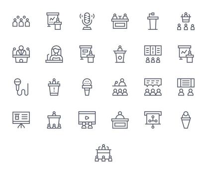 25 Regular Line Icons designed for Lecture in High Resolution PIXEL Perfect format vector