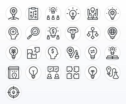 25 Retina Ready Icons for ProblemSolving with Grid Fitted Regular Line clarity vector