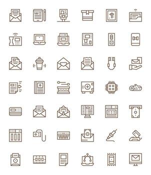 42 Regular Line Pixel Optimized Icons tailored for Electronic 64x64 interface vector