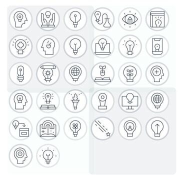 Inspiration Comprehensive Bundle with 32 Pixel Aligned Thin Line 128x128 Icons vector