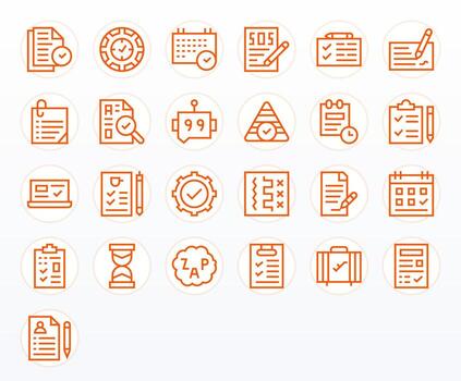 Complete Icon Collection featuring 25 Display Perfect 256x256 Regular Line Designs vector