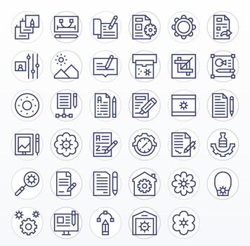 Modify Design Icons featuring 35 Display Perfect Regular Line Style vector