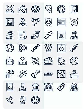 45 128x128 Bold Line Icons for Broken with Pixel Optimized precision vector