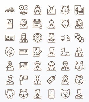 42 íconos para perfil presentando alto resolución píxel alineado regular línea gráficos vector