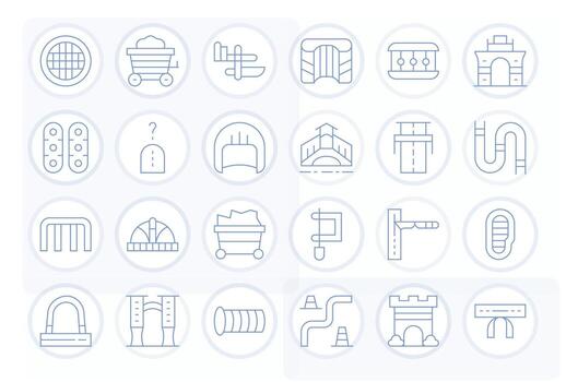 Thin Line Display Perfect Icons from Tunnel Set with 24 128x128 Icons vector