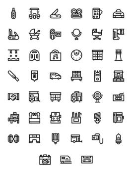 Compact Scalable Set featuring 45 Detail Enhanced Bold Line 256x256 Icons vector