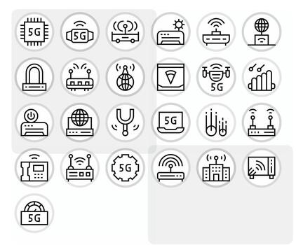 Modem Comprehensive Bundle with 25 Pixel Aligned Regular Line 64x64 Icons vector