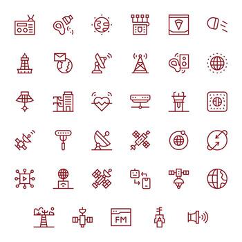 35 Retina Ready Regular Line Pixel Aligned Icons for Transmission Projects vector