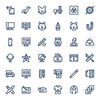gráfico diseño monitor Perfecto conjunto con 36 alto resolución negrita línea íconos vector