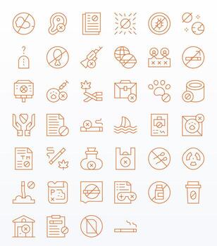 40 retina Listo Delgado línea íconos optimizado para prohibido píxel alineado monitor vector