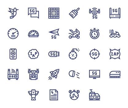 28 Bold Line Display Perfect Icons for Speed Graphics vector