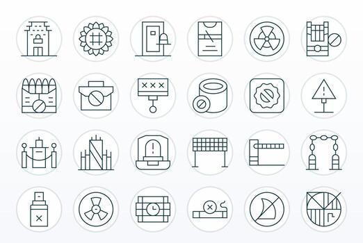 24 píxel alineado Delgado línea íconos diseñado para restringido zona interfaz vector