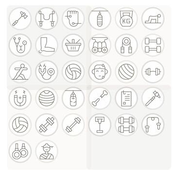 32 Thin Line Display Perfect Icons for Physical Graphics vector