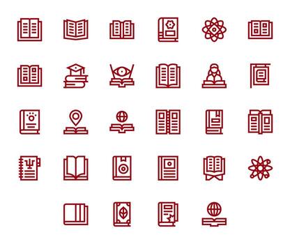 Textbook Icon Library with 28 Bold Line High Resolution Grid Fitted Designs vector