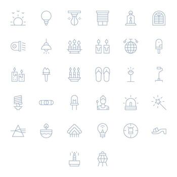 Light Icon Repository containing 32 Thin Line 64x64 Display Perfect graphics vector