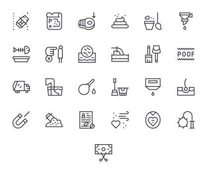 Removal Grid Fitted Set with 25 High Resolution Regular Line Icons vector