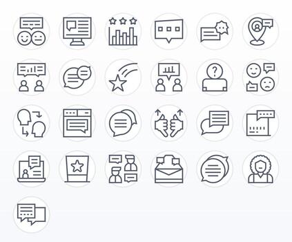 User Feedback Icon Repository containing 25 Regular Line Retina Ready PIXEL Perfect graphics vector