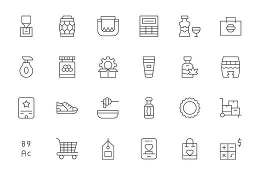 Product Ultimate Package with 24 High Resolution Thin Line Display Perfect Icons vector
