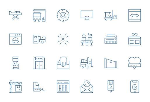 24 íconos inspirado por cargando en detalle mejorado alto resolución Delgado línea calidad vector