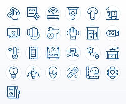 25 íconos para dispositivo presentando 64 x 64 editable regular línea gráficos vector