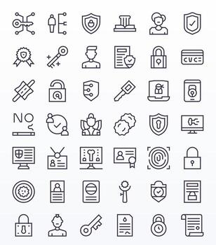 autenticación icono arsenal con 42 retina Listo regular línea cuadrícula equipado diseños vector