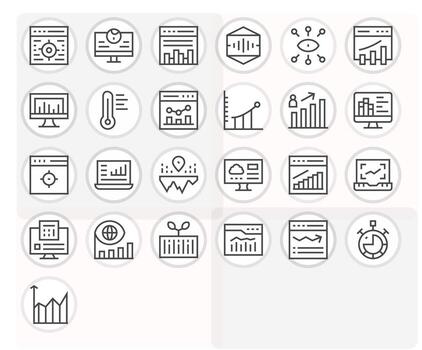 25 regular línea editable íconos hecho a mano para analítica 256x256 aplicaciones vector