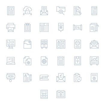 32 Grid Fitted Thin Line Icons designed for File Interface vector