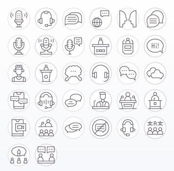32 Thin Line Display Perfect 256x256 Icons from Talk Suite vector