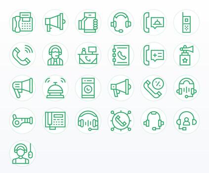 Call Icon Library with 25 Regular Line 128x128 Display Perfect Designs vector