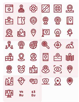 45 Bold Line Icons from Region in 64x64 Pixel Optimized Quality vector