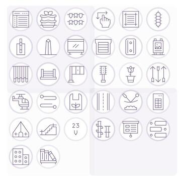 Vertical Design Icons featuring 32 Display Perfect Thin Line Style vector