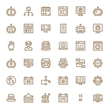 36 64 x 64 píxel alineado íconos para programa en negrita línea tema vector