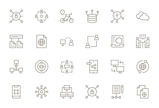 24 Thin Line Icons designed for Sharing in 128x128 Grid Fitted format vector