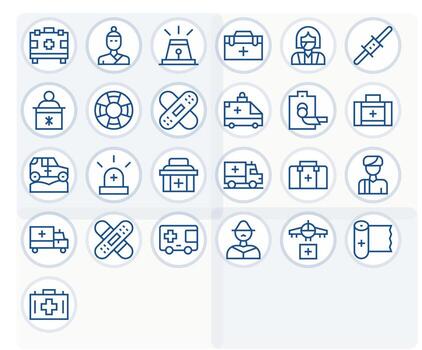 First Responder Visual Pack containing 25 Regular Line Pixel Aligned Icons vector