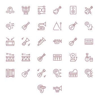 32 Thin Line Icons designed for Acoustic in High Resolution Detail Enhanced format vector