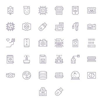 32 íconos para memoria optimizado en detalle mejorado retina Listo Delgado línea resolución vector