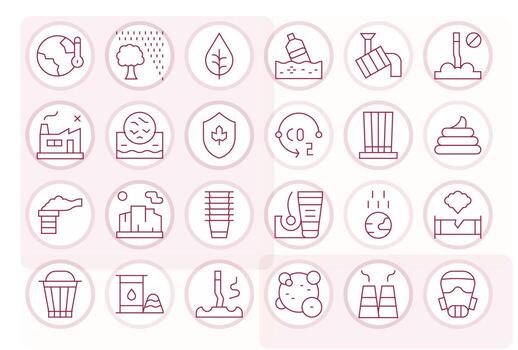 Pollution Modern Collection with 24 Thin Line High Resolution PIXEL Perfect Icons vector