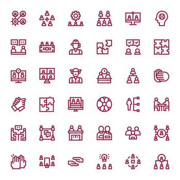 36 editable negrita línea íconos diseñado para trabajo en equipo interfaz vector