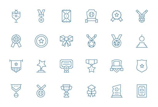 24 Thin Line Grid Fitted Vectors for Merit Theme