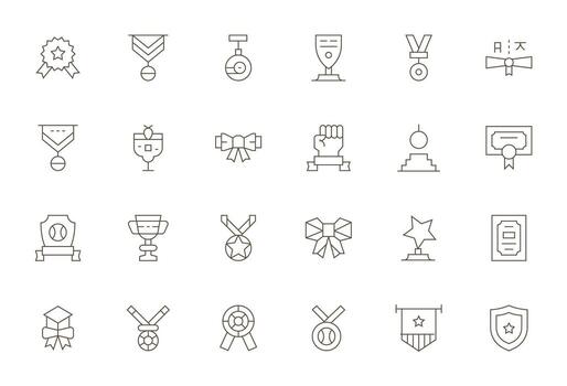 24 Thin Line Icons designed for Merit in High Resolution Pixel Optimized format vector