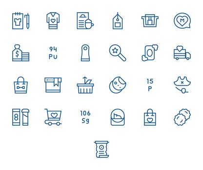25 Grid Fitted Regular Line Icons designed for Item Interface vector