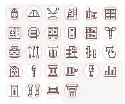Bold Line Style Vertical Icons with 28 High Resolution Pixel Optimized Designs vector