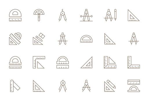 Protractor Graphics Pack including 24 Thin Line 256x256 Pixel Optimized Icons vector