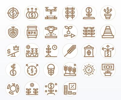 Yield Premium Bundle with 28 64x64 Pixel Optimized Bold Line Icons vector