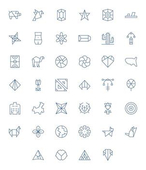 Shape Icon Library with 40 Thin Line 128x128 Display Perfect Designs vector
