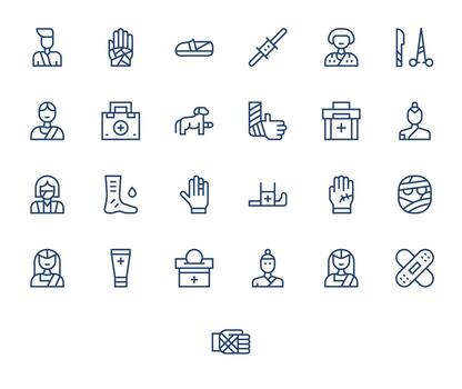 25 Icons for Bandage optimized in Pixel Aligned Retina Ready Regular Line resolution vector