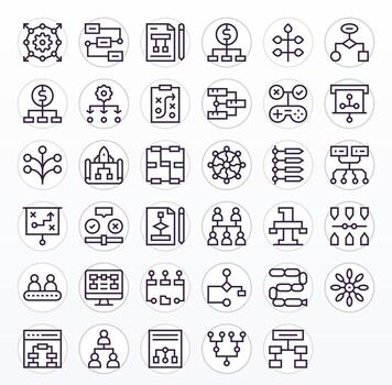 diagrama de flujo gráficos presentando 35 regular línea editable retina Listo diseños vector