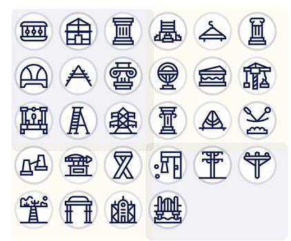 28 256x256 Icons for Support Structure in Grid Fitted Bold Line Format vector