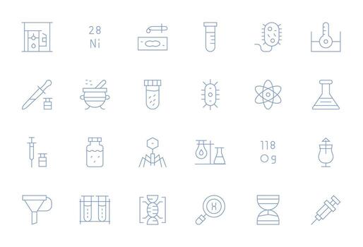 24 Pixel Optimized Thin Line Icons from Laboratory Collection vector