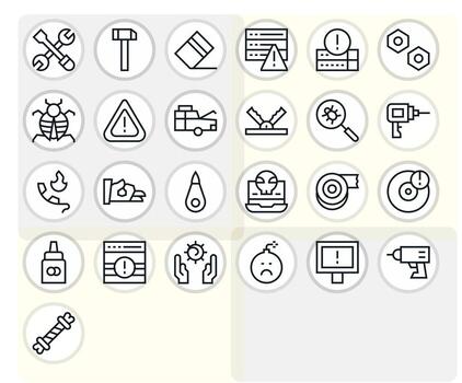 reparar exhaustivo haz con 25 editable regular línea 128x128 íconos vector